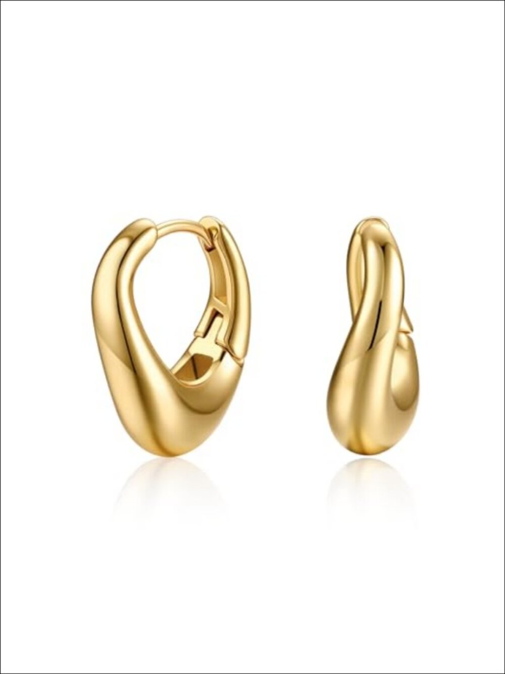 18K Gold Plated Chunky Hoop Earrings Twisted Teardrop Huggie for Women